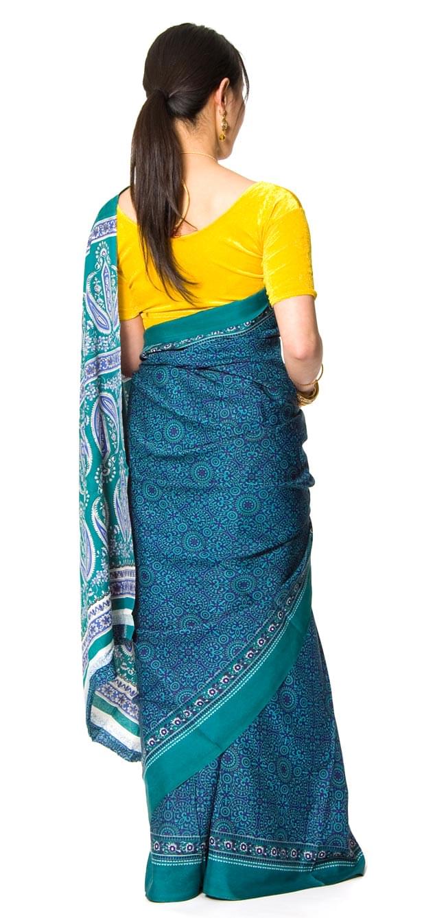 インドサリー【ペイズリー模様】 青緑系 の通販 - TIRAKITA.COM