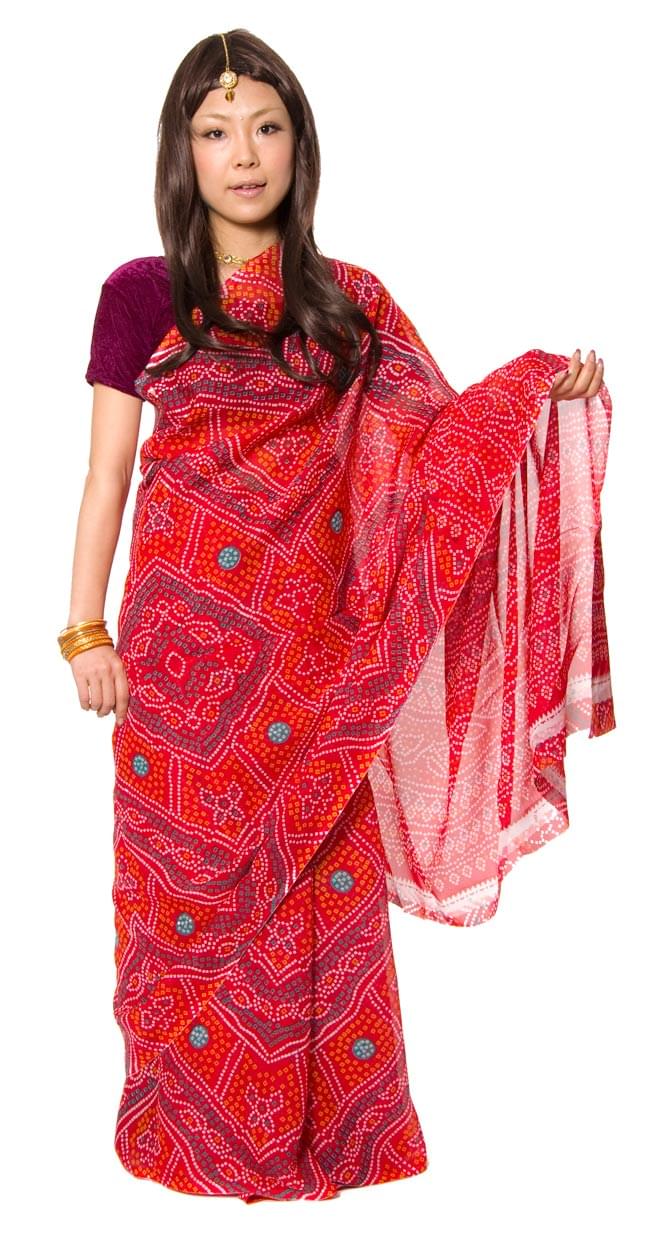 インドサリー【ドット】 赤 の通販 - TIRAKITA.COM