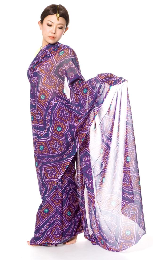 インドサリー【ドット】 紫 の通販 - TIRAKITA.COM