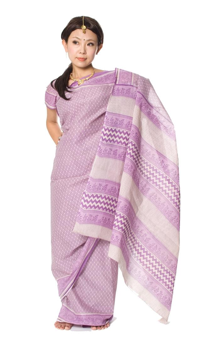 コットンサリー、チョリ、2点セット【パープル】 の通販[送料無料