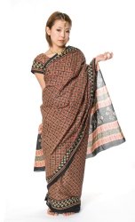 コットンサリー、チョリ、２点セット【黒×赤】の商品写真