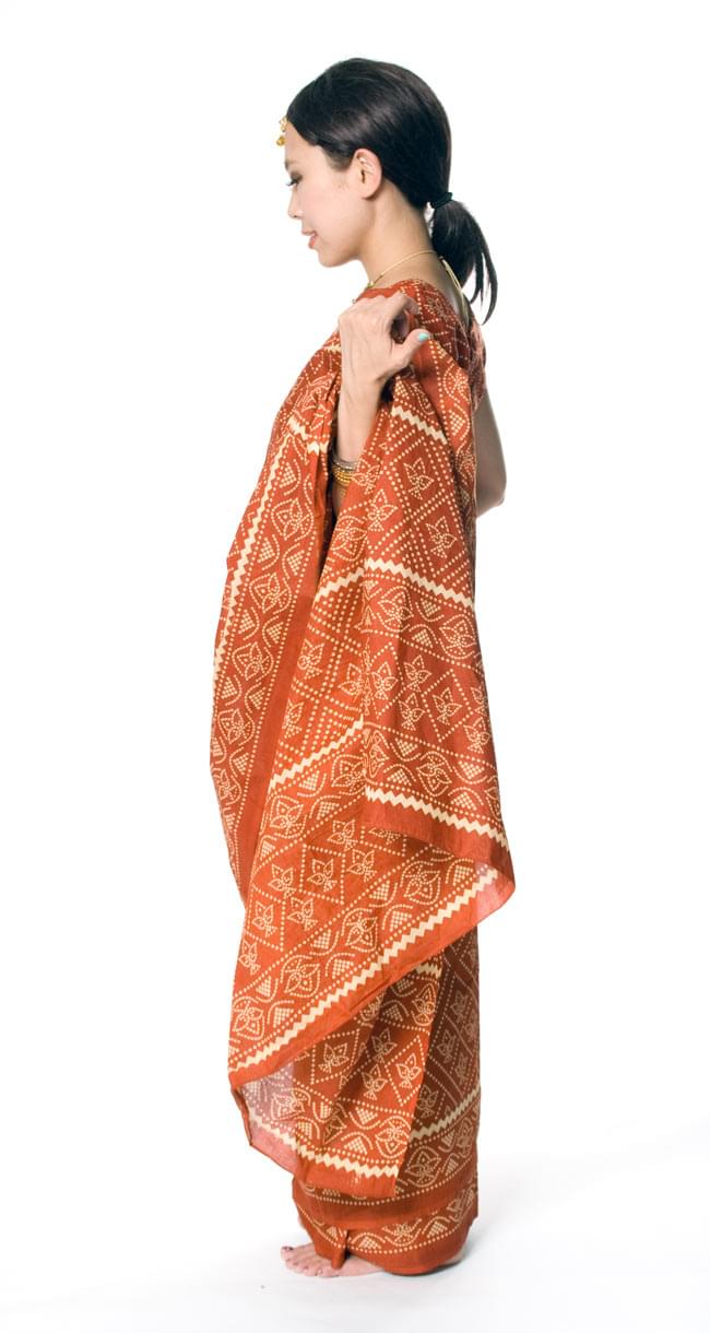 コットンサリー、チョリ、2点セット【オレンジ茶】 2 - 横からの姿はこんな感じです。