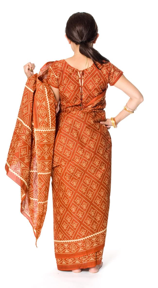 コットンサリー、チョリ、2点セット【オレンジ茶】 3 - 後ろ姿です。