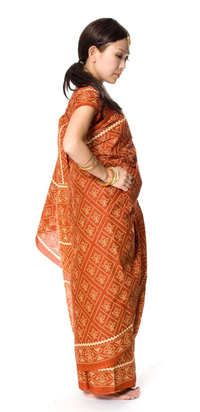 コットンサリー、チョリ、2点セット【オレンジ茶】 4 - 横からの姿はこんな感じです。