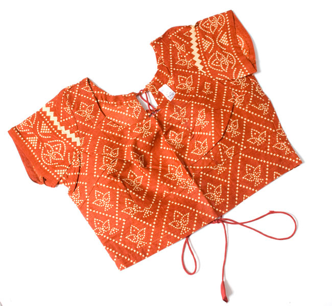 コットンサリー、チョリ、2点セット【オレンジ茶】 8 - 前はシンプルですね。