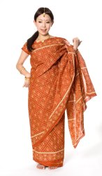 コットンサリー、チョリ、２点セット【オレンジ茶】の商品写真