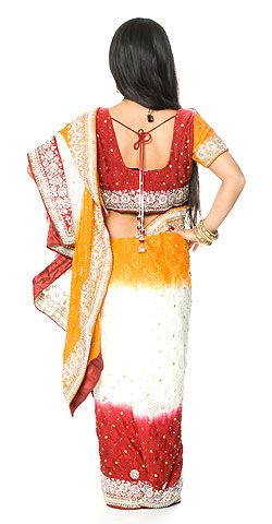 【1点物】婚礼用ゴージャスサリー3点セット【ホワイト×赤】 - サブ3