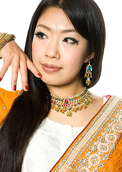 【1点物】婚礼用ゴージャスサリー3点セット【ホワイト×赤】 - サブ5