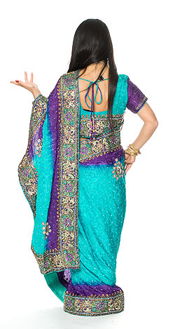 【1点物】婚礼用ゴージャスサリー3点セット【ターコイズ】 - サブ3