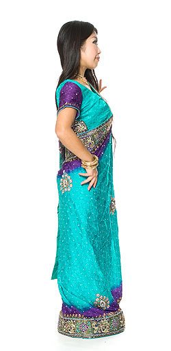 【1点物】婚礼用ゴージャスサリー3点セット【ターコイズ】 - サブ4