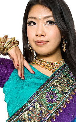 【1点物】婚礼用ゴージャスサリー3点セット【ターコイズ】 - サブ5