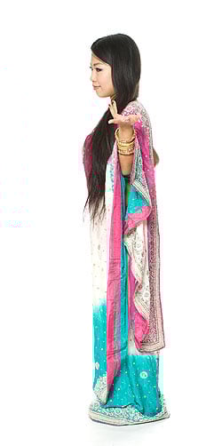 【1点物】婚礼用ゴージャスサリー3点セット【白×水色×ピンク】 - サブ2