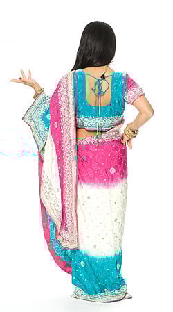 【1点物】婚礼用ゴージャスサリー3点セット【白×水色×ピンク】 - サブ3