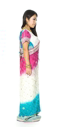 【1点物】婚礼用ゴージャスサリー3点セット【白×水色×ピンク】 - サブ4