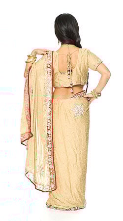 【1点物】婚礼用ゴージャスサリー3点セット【ベージュ】 - サブ3