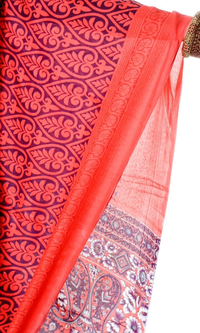 インドサリー【花・ペイズリー】 全4色 5 - 柄の一部をアップにしてみました。生地が柔らかいのでとても着心地が良いです。