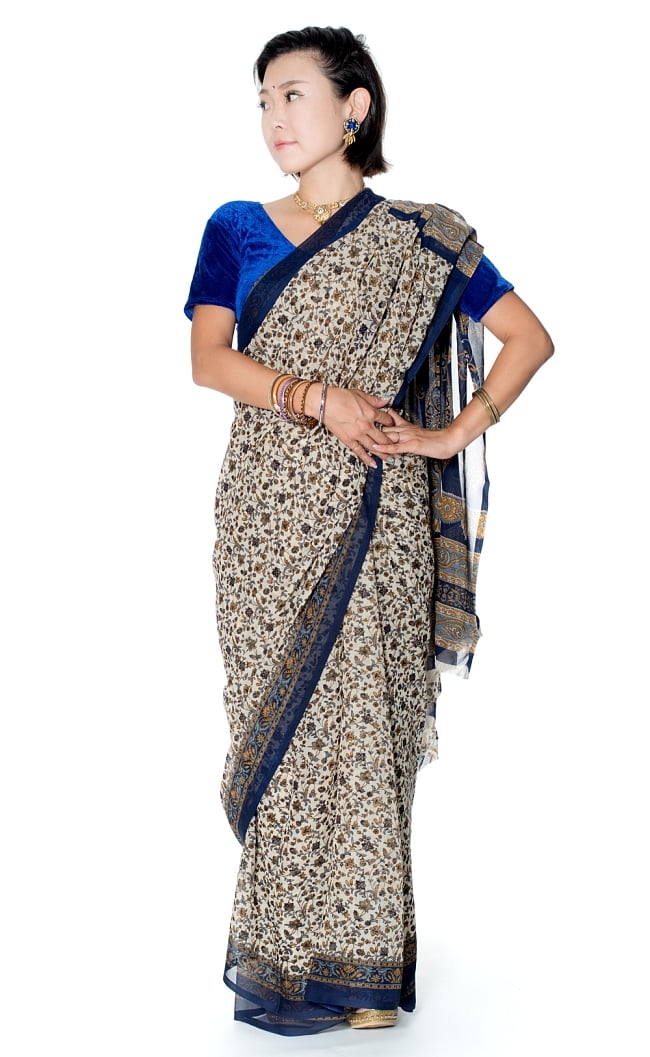 インドサリー【更紗・伝統柄】の写真サリー,民族衣装,デコレーション布,布,インド 布,更紗,唐草,生地,ファブリック