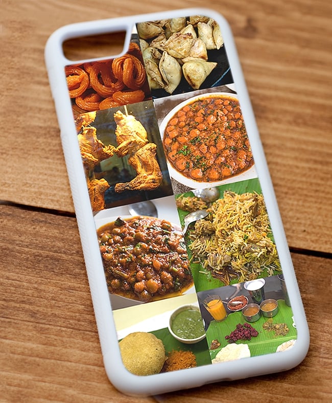 インドのご飯スマホケース【ティラキタオリジナルiPhone7/7s/8ケース】 4 - 白のTPUケースではこのような感じになります。