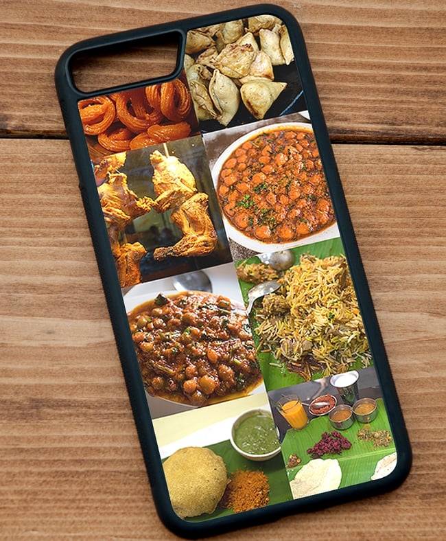 インドのご飯スマホケース【ティラキタオリジナルiPhone7 Plusケース】 2 - 黒のTPUケースではこのような感じになります。