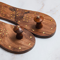 ガンジーサンダル フラワー 伝統的な木製サンダル - サブ2