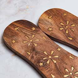 ガンジーサンダル フラワー 伝統的な木製サンダル - サブ4