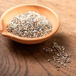 ダイヤカットのグラスビーズ [約3mmオーロラ-50g]