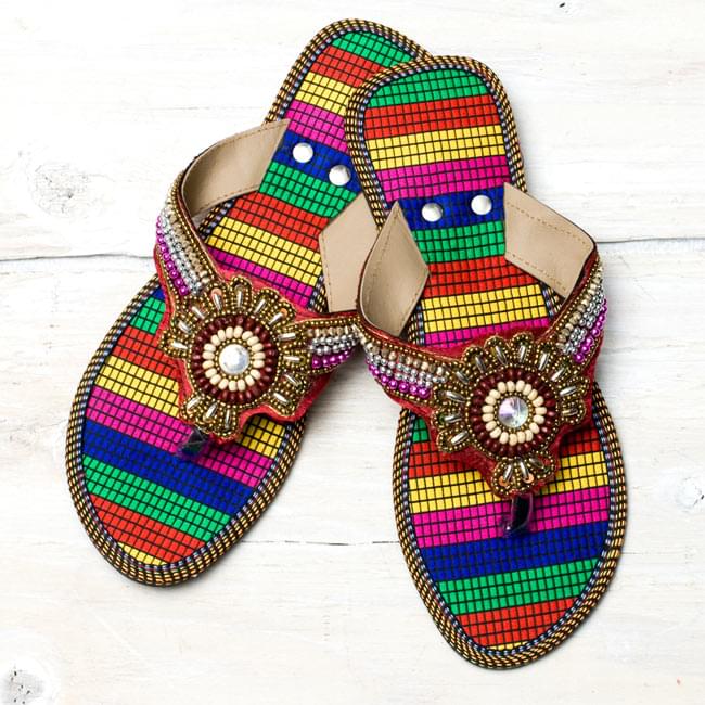 インドビーズのビーチサンダル 9 - 選択項目:Fの全体像です。