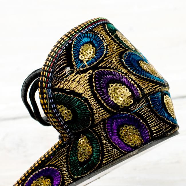 インド　刺繍　サンダル　エスニック marai カシミール 刺繍 レースアップ サンダル 靴 編み上げ
