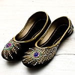 刺繍とスパンコールのフラットシューズの商品写真