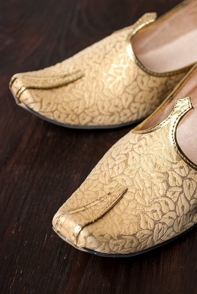 男性用宮廷靴 - モジャリ（唐草） 2 - つま先部分をアップにしてみました。インドらしいデザインが可愛いです。