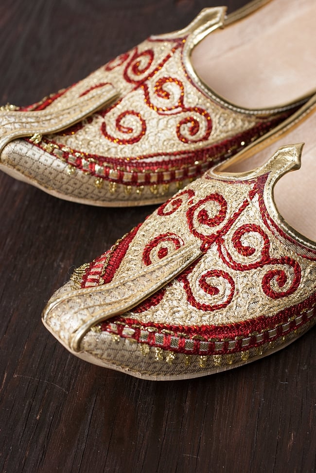 男性用宮廷靴 - モジャリ 2 - つま先部分をアップにしてみました。インドらしいデザインが可愛いです。