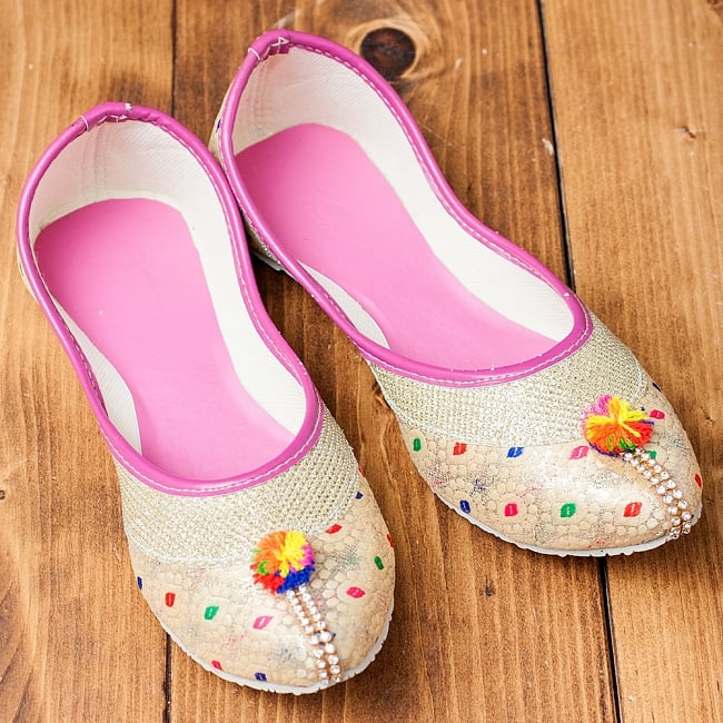 ゴージャス刺繍のマハラニフラットシューズの写真フラットシューズ,パンプス,靴,ペッタンコ靴,インド 靴