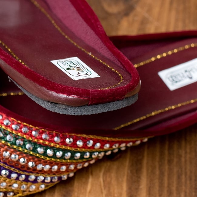 インドのカラフル刺繍スリッパサンダル 5 - 踵の部分です