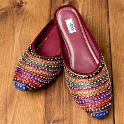 インドのカラフル刺繍スリッパサンダルの商品写真