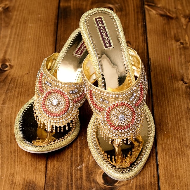 ビジューとラインストーンのマハラニミュールの写真ミュール,美脚,長足,チャッパル,サンダル,靴,インド サンダル,夏,サンダル レディース,ヘップサンダル