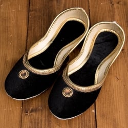 ゴージャス　ベルベットのマハラニフラットシューズ - サブ2