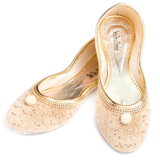 ゴージャス刺繍のマハラニフラットシューズの写真フラットシューズ,パンプス,靴,ペッタンコ靴,インド 靴,サリー,クルティ,チュリダール,パンジャビドレス