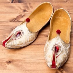 男性用宮廷靴 - モジャリレッド×ホワイト