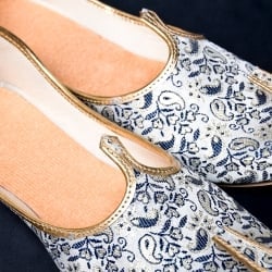 男性用宮廷靴 - モジャリブルー×ホワイト - サブ3