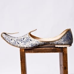 男性用宮廷靴 - モジャリブルー×ホワイト - サブ4