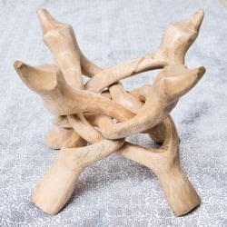 一本の木を彫って作ったマンゴーウッドボウルスタンド4本足タイプ【直径19cm】 - サブ2