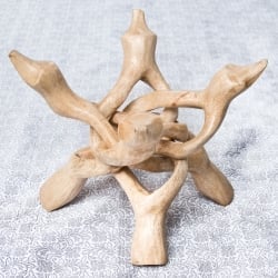 一本の木を彫って作ったマンゴーウッドボウルスタンド4本足タイプ【直径19cm】 - サブ3