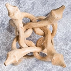 一本の木を彫って作ったマンゴーウッドボウルスタンド4本足タイプ【直径19cm】 - サブ4