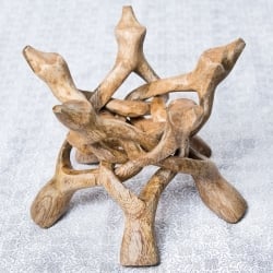 一本の木を彫って作ったマンゴーウッドボウルスタンド5本足タイプ【直径17cm】 - サブ2