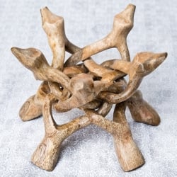 一本の木を彫って作ったマンゴーウッドボウルスタンド5本足タイプ【直径17cm】 - サブ3