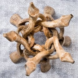 一本の木を彫って作ったマンゴーウッドボウルスタンド5本足タイプ【直径17cm】 - サブ4