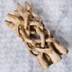 一本の木を彫って作ったマンゴーウッドボウルスタンド5本足タイプ【直径17cm】 - サブ5