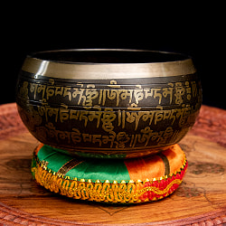 【台座・スティック・巾着フルセット】手彫り真言文様入り チベタンシン ギングボウル - サブ3