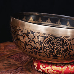 【一点物】ガネーシャ　細密彫りチベタンアンティックシンギングボウル【音階：Bb】約1566g(スティック付属) - サブ3