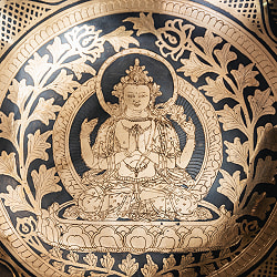 【一点物】六字咒観音菩薩　細密彫りチベタンアンティックシンギングボウル【音階：G】約2210g(スティック付属) - サブ4